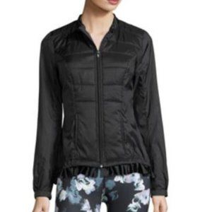 Charlie Jade Black Frill-Hem Puffer Jacket